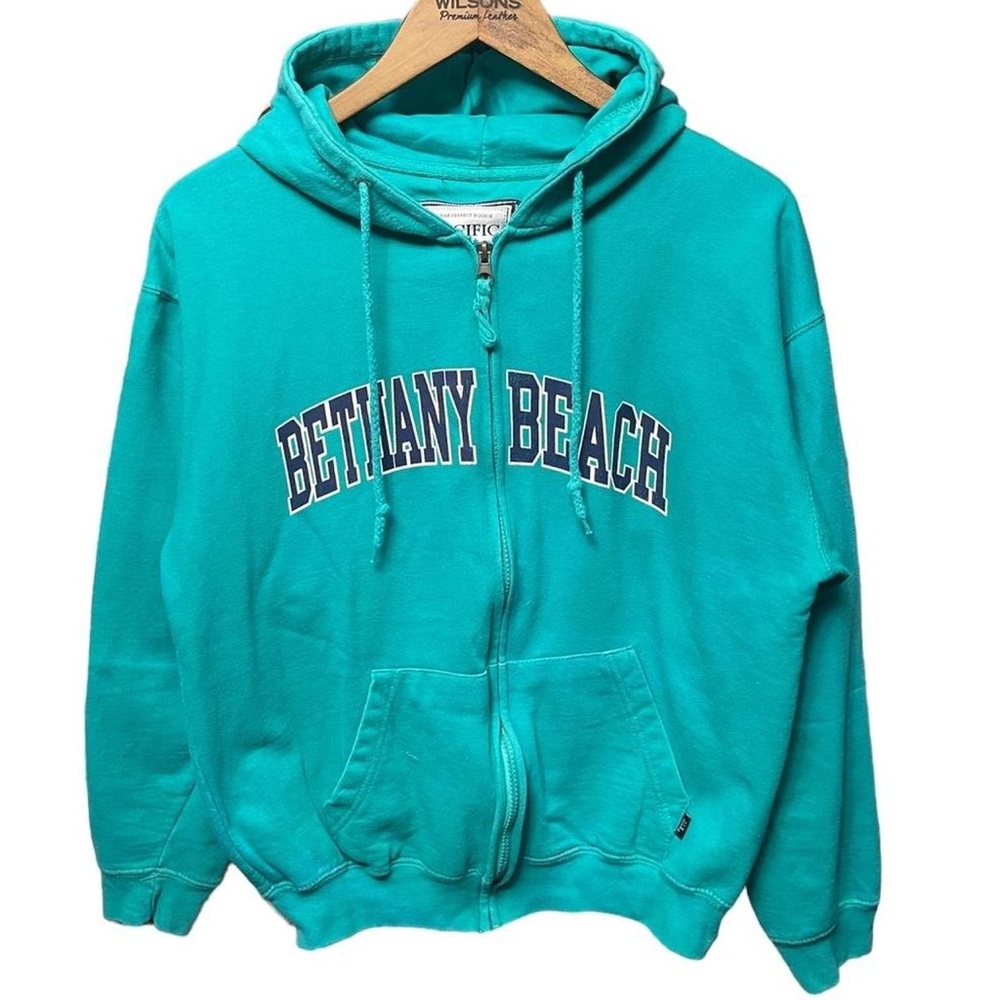 Bethany Beach chest spell out full zip long sleeve fall winter sweatshirt hoodie